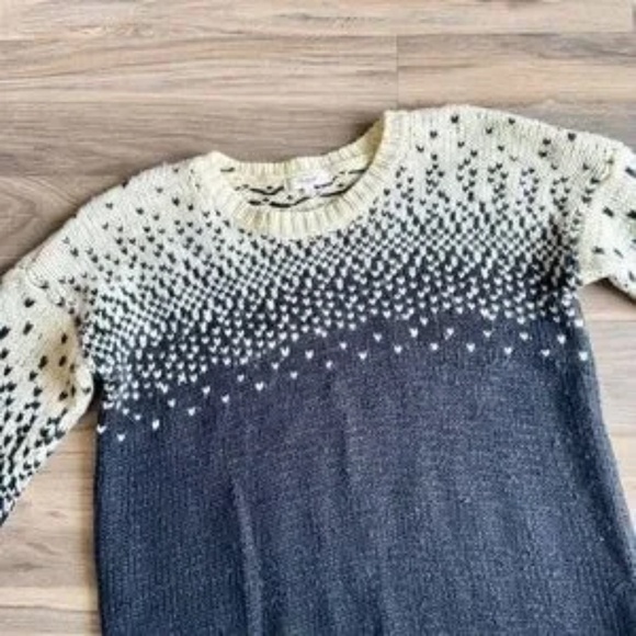 Madewell Black & Cream Drift Stitch Wool Blend Ombre Dot Chunky Sweater Size S - Picture 4 of 13